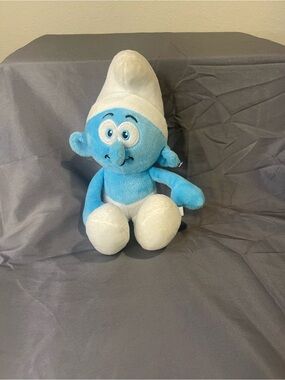 Blue and White Plush Smurf-Inspired Stuffed Toy - Soft Huggable Plush